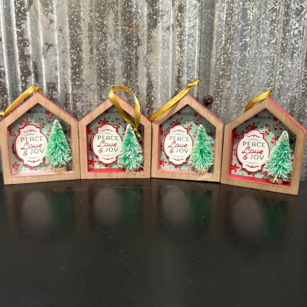 Vintage Style Christmas Ornaments Peace Love Joy Trees‎ House Shaped